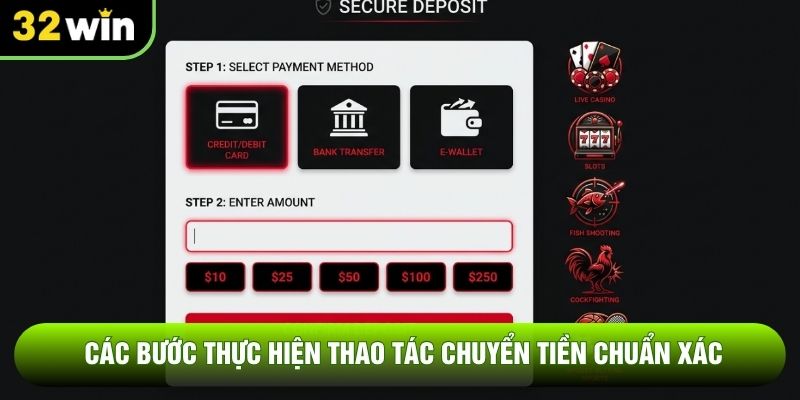 Các bước thực hiện thao tác chuyển tiền chuẩn xác