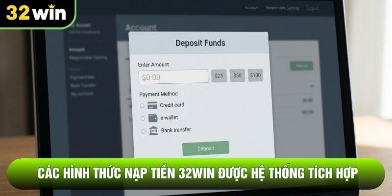 Các hình thức nạp tiền 32WIN được hệ thống tích hợp