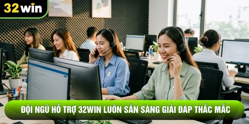 Đội ngũ hỗ trợ 32WIN luôn sẵn sàng giải đáp thắc mắc